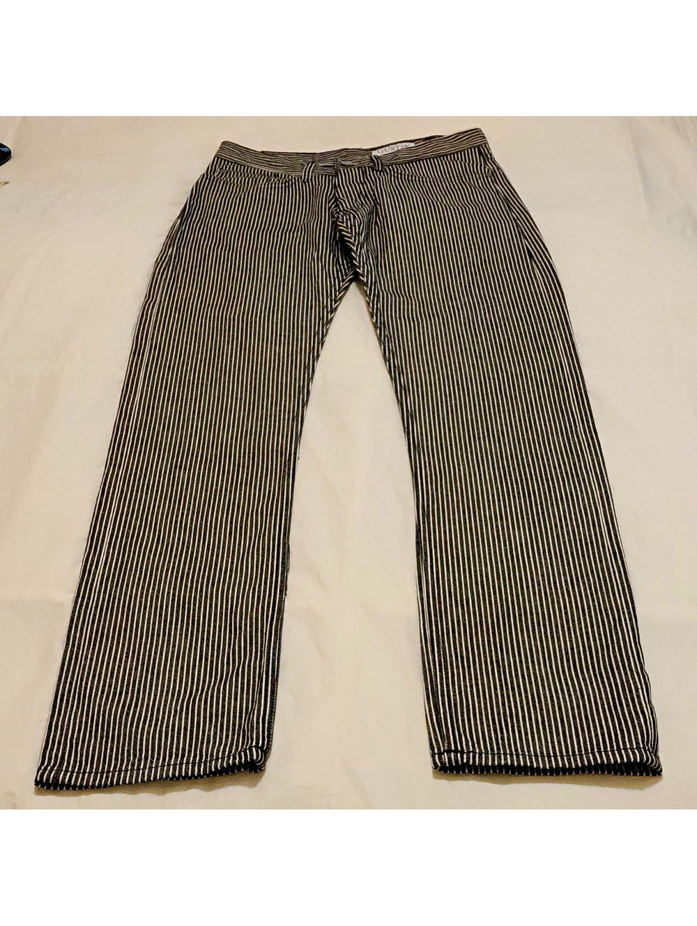 Gustin Slim Fit Striped Denim Jeans Black White Straight 5-Pkts sz 32 EUC #1062